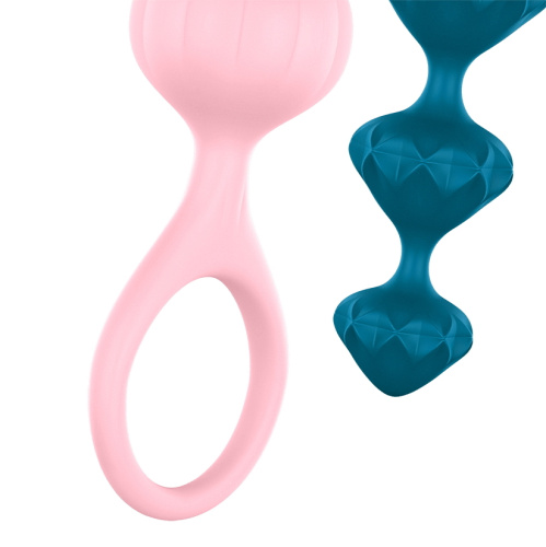 Набор анальных цепочек Satisfyer Love Beads розовый и синий фото 4
