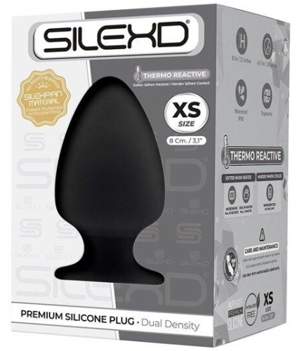 Анальная втулка с эффектом памяти SilexD Premium Silicone Plug XS черная фото 3