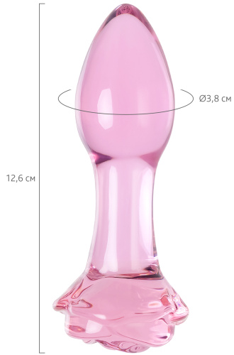 Стеклянная анальная втулка Sexus Glass роза 13 см фото 4