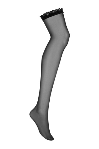Черные чулки с тонкой кружевной аппликацией Slevika S/M фото 3