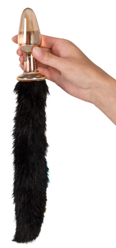 Стеклянная анальная пробка с меховым хвостиком Glas-Plug фото 2