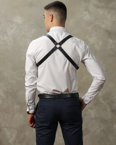 Двусторонняя БДСМ сбруя с заклепками для мужчин фото 2