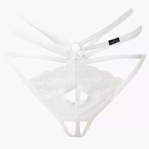 Экстравагантные белые трусики с доступом и переплетением лент сзади XS/S фото 4