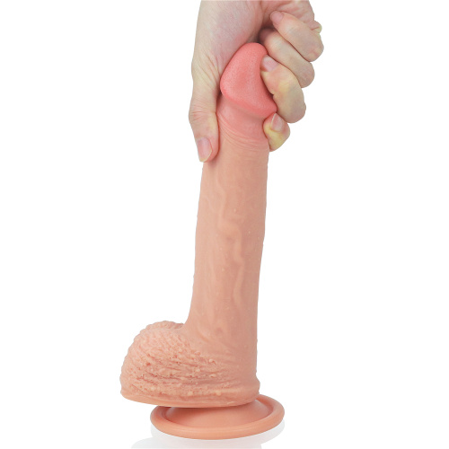Фаллос на присоске с мошонкой Dual-Layered Silicone Dildo 22 см фото 6