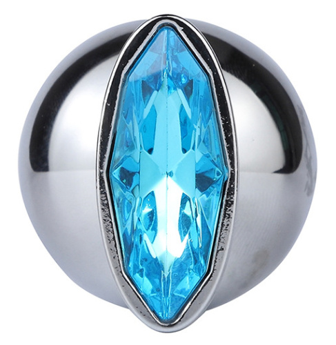 Металлическая анальная елочка с голубым камушком фото 5