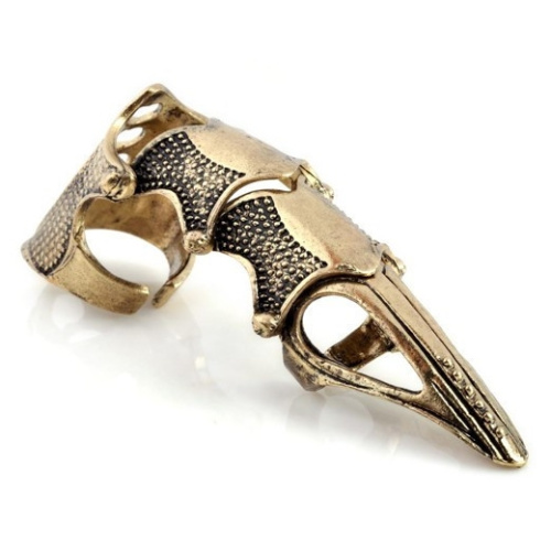 Кольцо-коготь на весь палец золотистого цвета фото 2