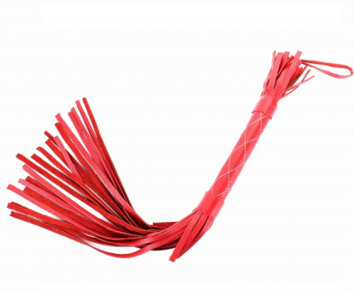 Красная кожаная плеть с декорированной рукоятью фото 3