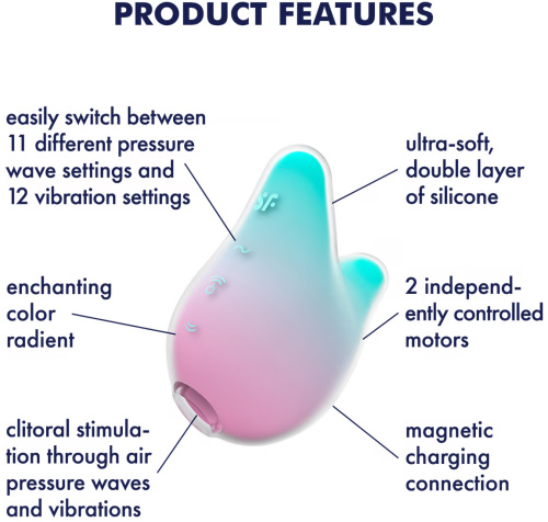 Вакуумно-волновой стимулятор с вибрацией Satisfyer Mermaid Vibes мятно-розовый фото 5