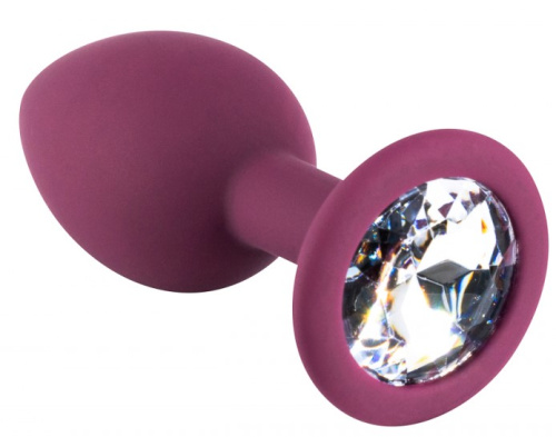 Бордовая силиконовая пробка с прозрачным кристаллом M