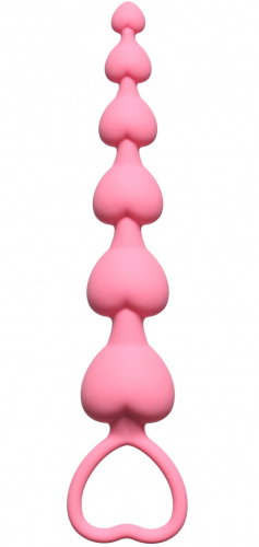 Силиконовая анальная цепочка Hearts Beads Pink фото 2