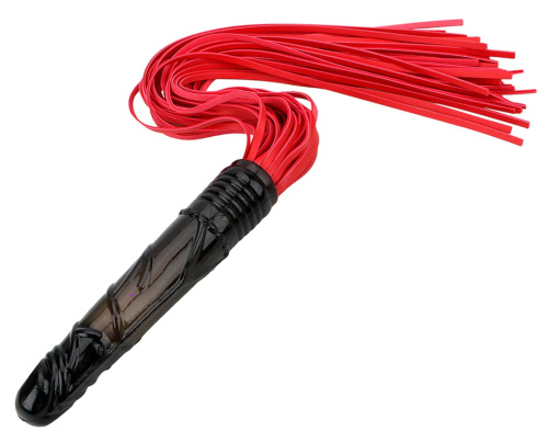 Красная БДСМ плеть с черным фаллосом 66 см ИМЕЕТ ДЕФЕКТ фото 2