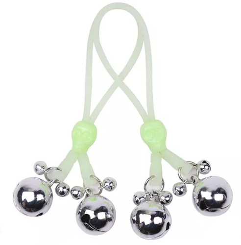 Светящиеся в темноте лассо для сосков с серебряными бубенчиками фото 3