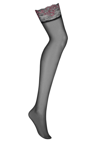 Черные чулки с бордовым кружевом Musca L/XL фото 3