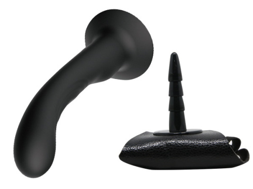 Изогнутый страпон черного цвета на трусиках Passionate Harness 16 см фото 6