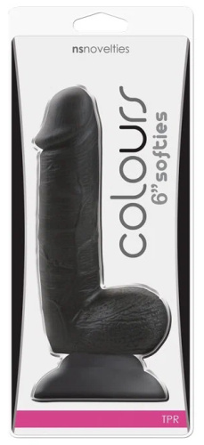 Черный фаллоимитатор с выпуклыми венками Colours Softies Dildo 18 см фото 3
