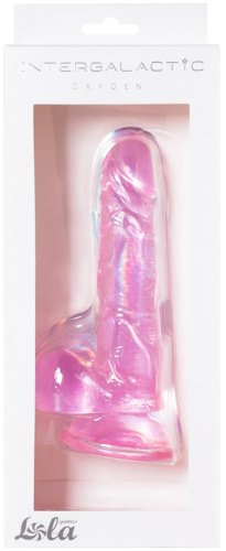 Прозрачный фаллоимитатор с мошонкой Intergalactic Oxygen Pink 18 см фото 6