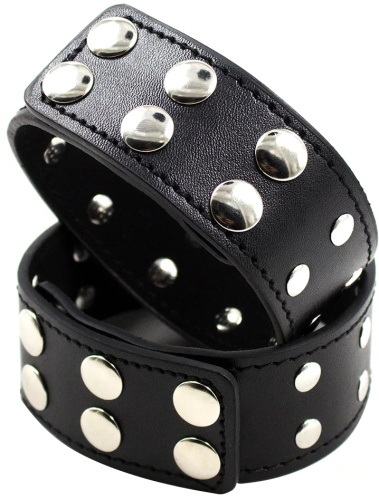 Кожаные фиксаторы на бицепс с металлическими вставками