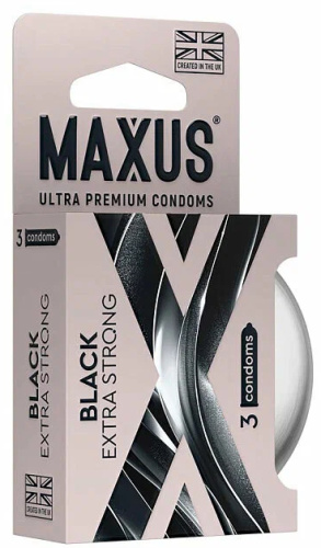 Утолщенные презервативы Maxus Extra Strong черные 3 шт фото 3