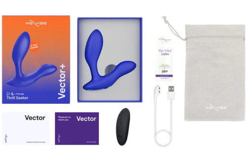 Регулируемый смарт-вибромассажер простаты We-Vibe Vector Plus синий фото 11