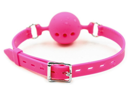 Дышащий кляп-шар из силикона Pink S фото 3