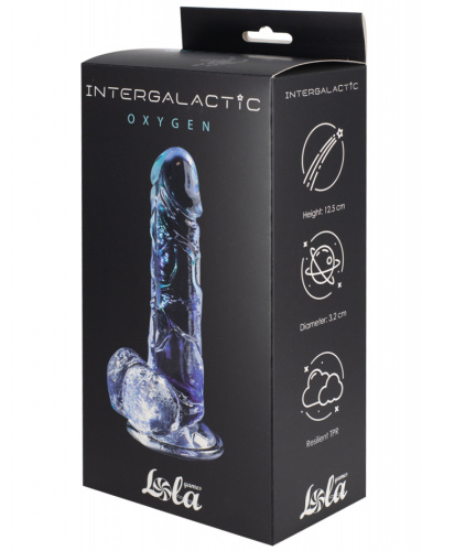 Прозрачный фаллоимитатор с мошонкой Intergalactic Oxygen 18 см фото 3