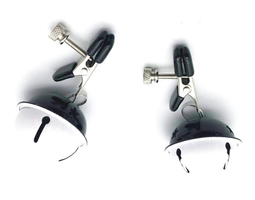 Зажимы для сосков с черно-белыми бубенчиками фото 5