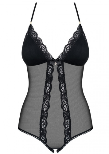 Эротическое черное боди с открытой промежностью S/M фото 4