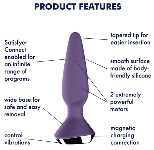 Анальный смарт-стимулятор с вибрацией Satisfyer Plug-ilicious 1 фиолетовый фото 9