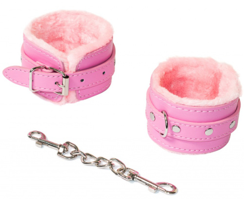 Розовые наручники с металлической цепью Party Hard Calm Pink фото 4