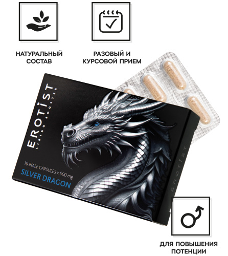Мужские капсулы для усиления эрекции Erotist Silver Dragon 10 капсул фото 2