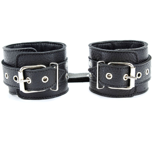 Наручники на пряжке из натуральной кожи черные фото 3