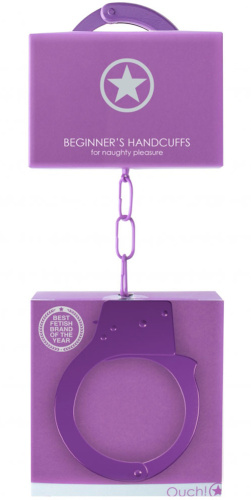 Фиолетовые металлические наручники Ouch Beginners Handcuffs фото 4