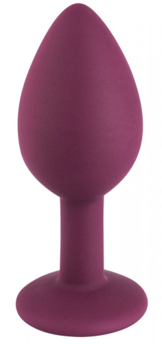 Бордовая силиконовая пробка с прозрачным кристаллом M фото 4