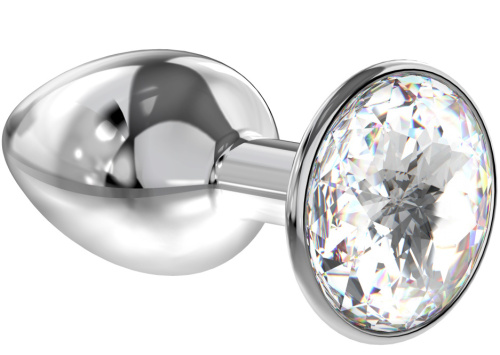 Большая анальная пробка Diamond Clear Sparkle XL серебро фото 2