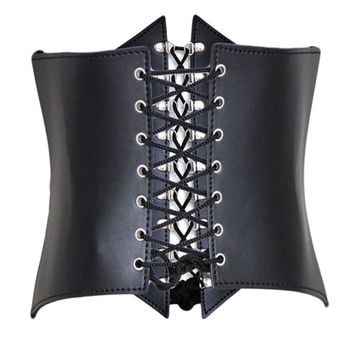 Черный корсет на шнуровке с открытой грудью фото 4