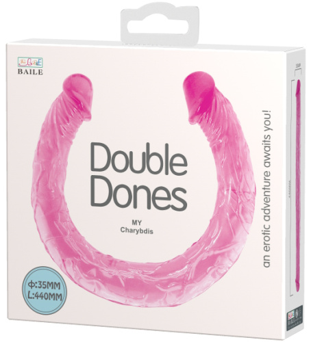 Розовый двухголовый фаллоимитатор 44 см фото 6