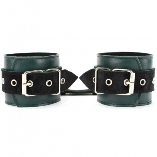 Наручники из натуральной кожи изумруд фото 4