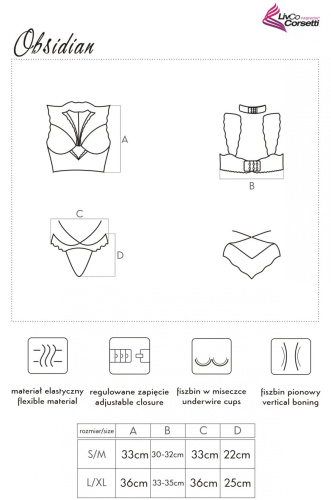 Сексуальный кружевной комплект со стрепами Obsidian S/M фото 9