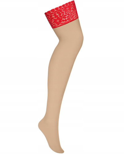 Красные чулки с кружевными вставками Blossmina 4XL/5XL фото 3