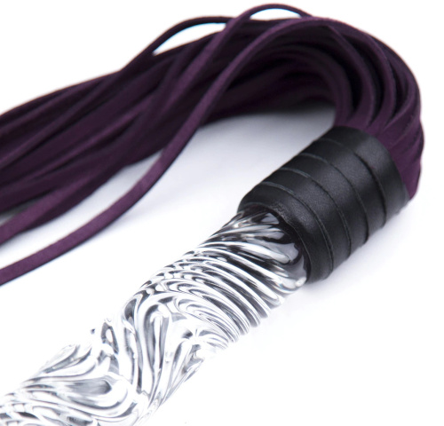 Замшевая плеть фиолетового цвета с прозрачной рукоятью 68 см фото 3