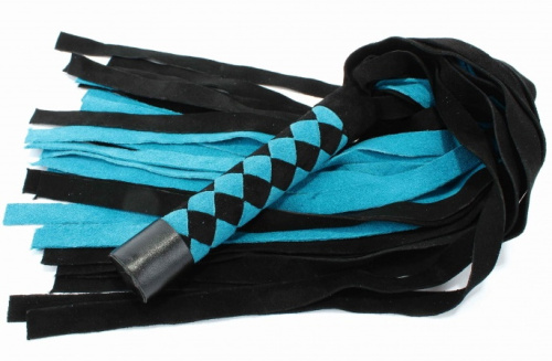 Яркий флоггер из замши бирюзово-черный фото 2