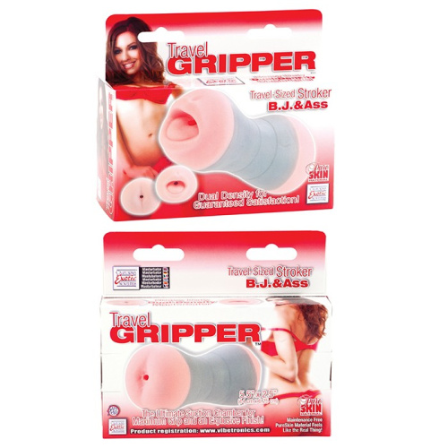 Компактный двойной мастурбатор ротик и попка Travel Gripper фото 6
