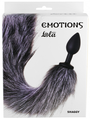 Анальная пробка с серым хвостиком Emotions Shaggy 42 см фото 3