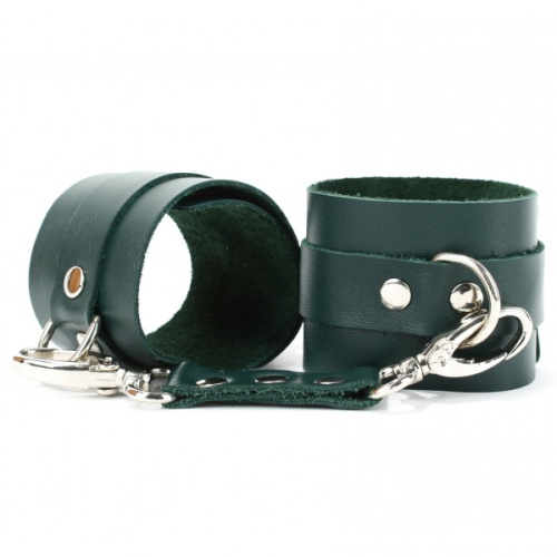 Изумрудные наручники из натуральной кожи фото 2