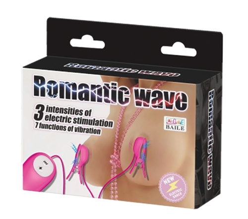 Зажимы для сосков с электростимуляцией и вибрацией Romantic Wave малиновые фото 8