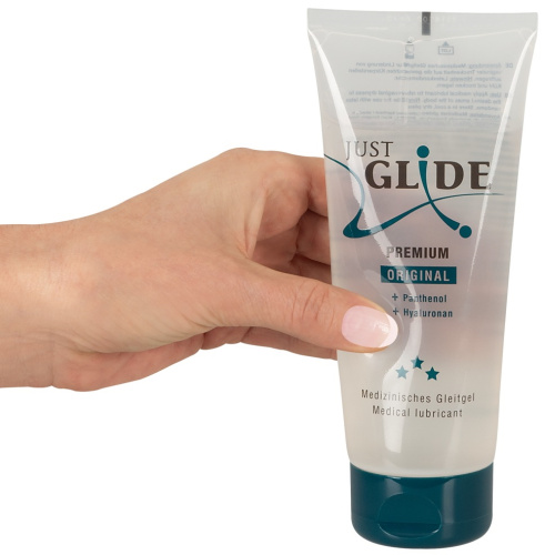 Веганский лубрикант JustGlide Premium с гиалуроном и пантенолом 200 мл фото 3