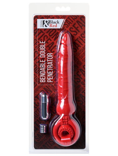 Вибронасадка для двойного проникновения Toyfa красная 24 см фото 4