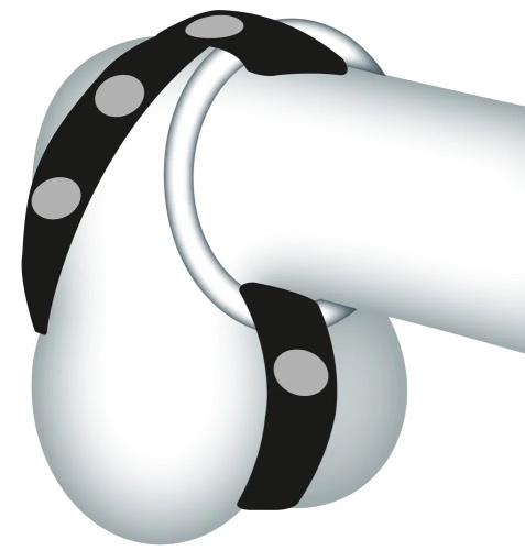 Кожаный хомут на пенис со сменными металлическими кольцами Bad Kitty фото 5