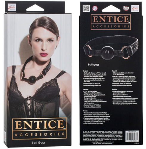 Силиконовый кляп на стеганом ремне с меховой подкладкой Entice Ball Gag фото 3