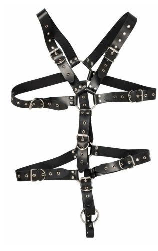 Кожаная мужская сбруя с эрекционным кольцом Zado Fetish фото 3